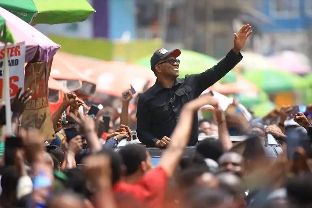 Peter Obi at a rally with supporters